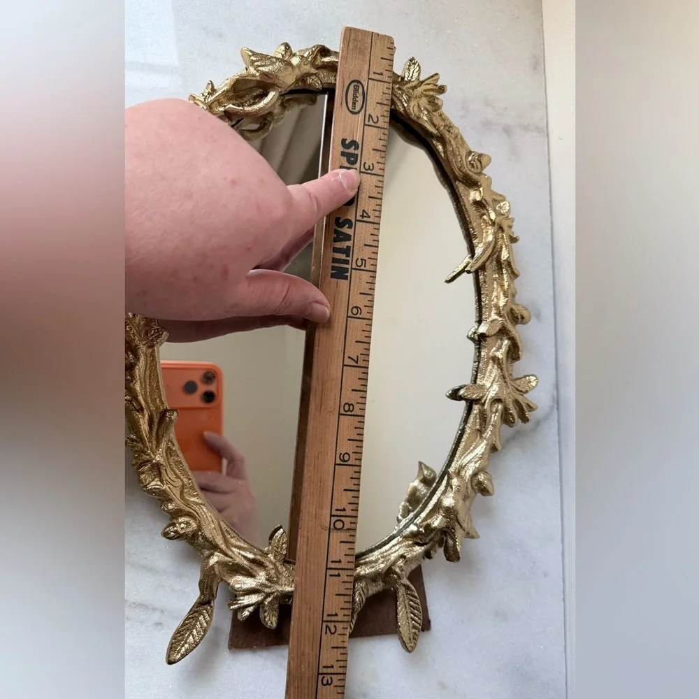 Ashland Ornate Gold Floral Oval Mirror Antique Gold Vintage Botanical Mirror